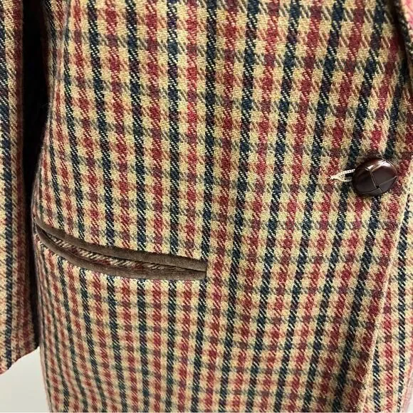 Sag Harbor houndstooth blazer with velvet trim size 14P - Picture 3 of 11